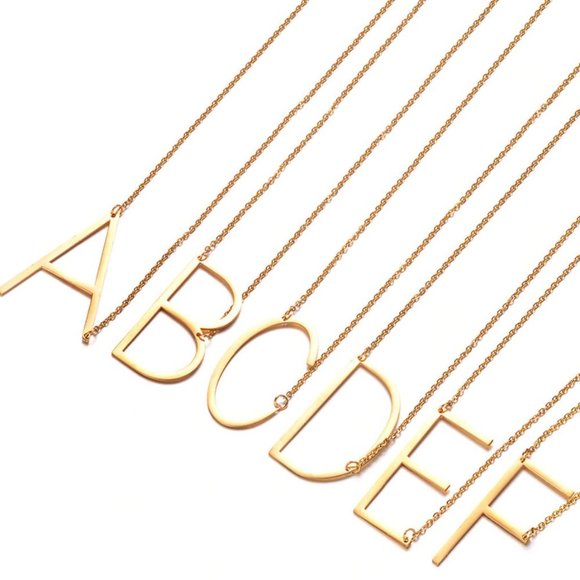 Large Initial Pendant Monogram Oversized Necklace - Picture 3 of 7